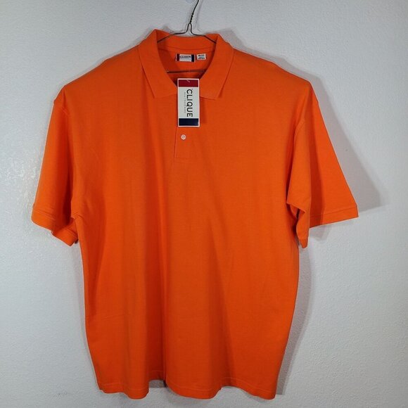 Clique Mens 4XL Orange Cotton Polo Shirt With Collar & Short Sleeves - Picture 1 of 8